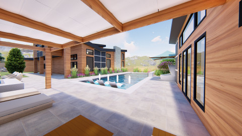 Pool from covered patio