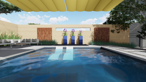Pool under retractable shade