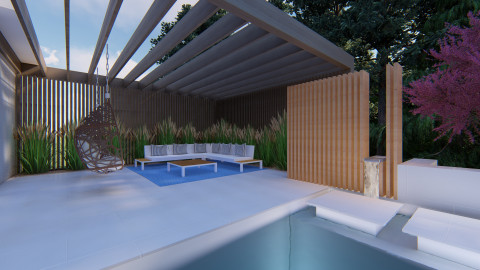 Seating area and water feature