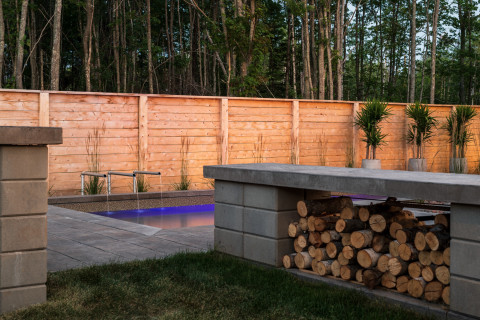 Pool and log storage area