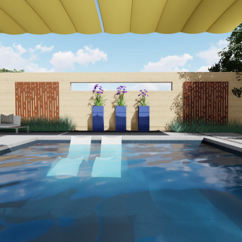Pool under retractable shade