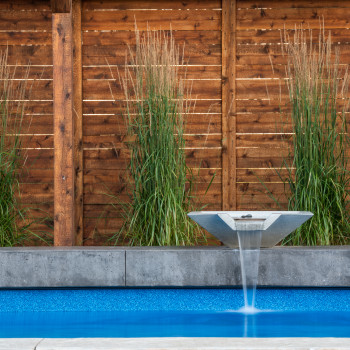 Fence, water feature and grasses